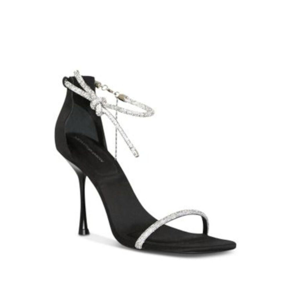 JONATHAN SIMKHAI Womens Black Knotted Dalton Square Toe Flare Heeled Sandal 41